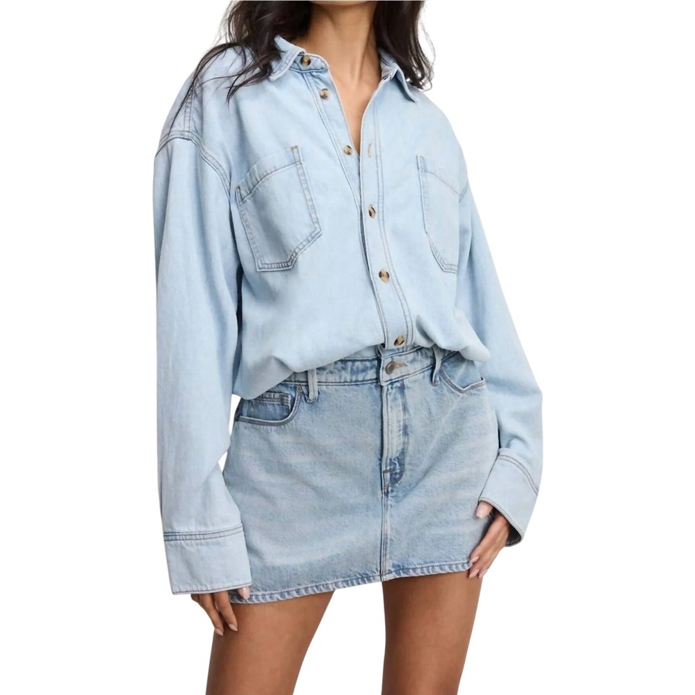 Good American Women's Denim Shirt Dress NWT Medium